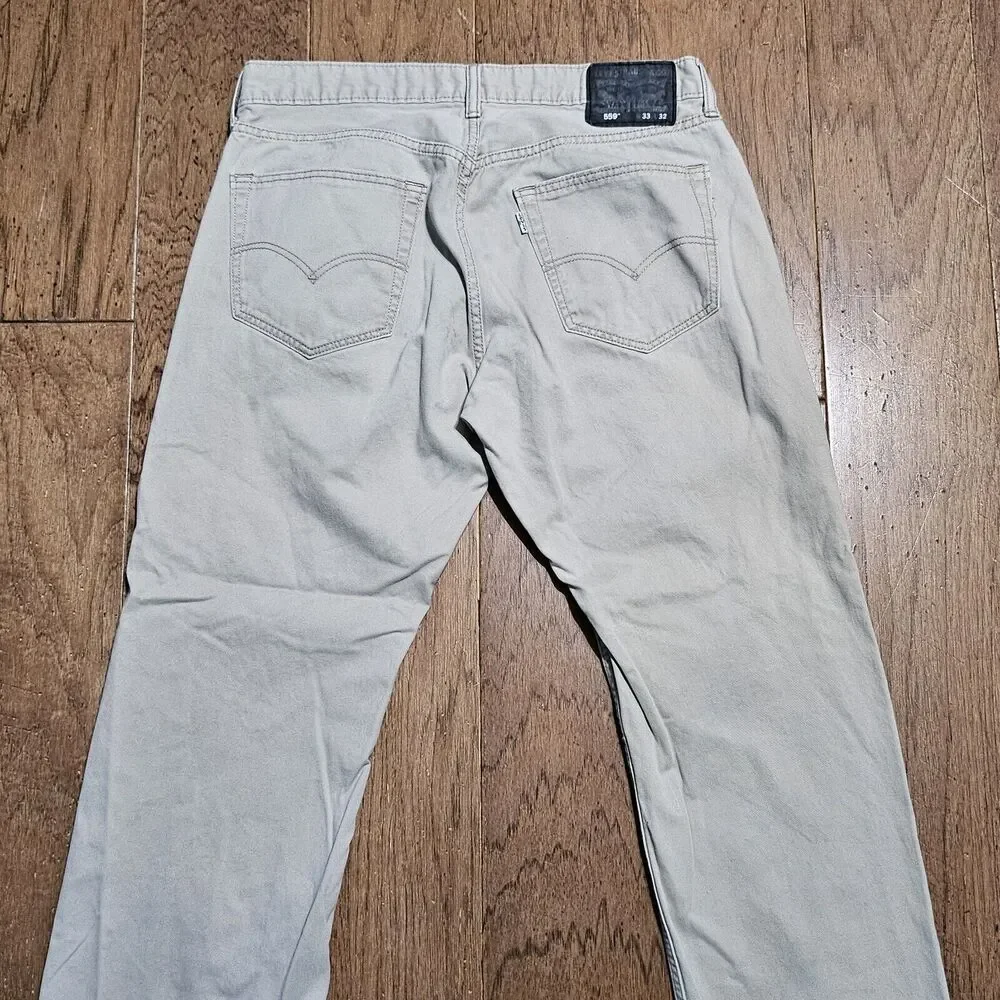 Levi's Men's 559 Relaxed Straight Size 33x32 (33x27) Beige Pants 100% Cotton - Picture 7 of 11